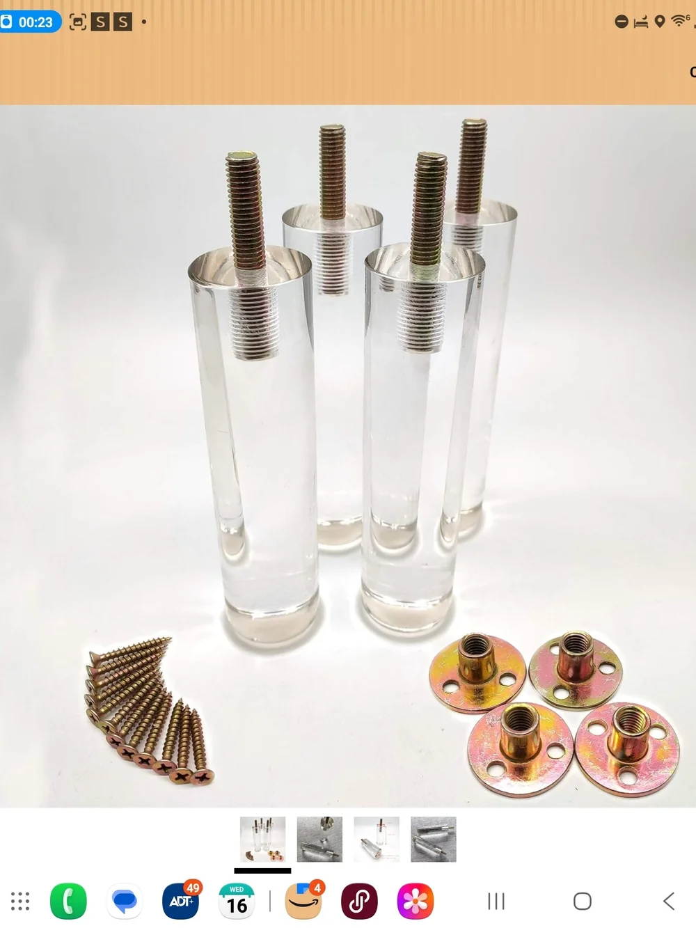 Clear Acrylic Furniture Legs — Set of 4